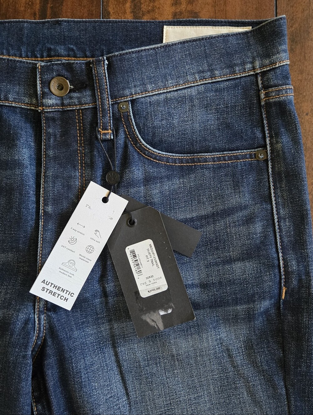 Rag & Bone Fit 2 Slim Fit Dark Wash Straight Jeans In Dusty Trail Size 32x32 - Picture 10 of 14